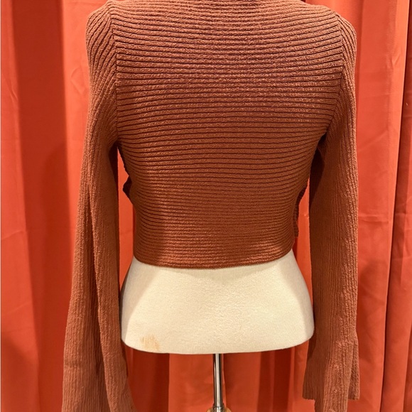 Rust Ribbed Wrap Sweater - Picture 6 of 8